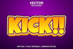 kick text effect in purple and orange for promotion. vector