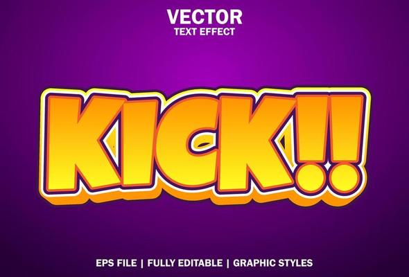 kick text effect in purple and orange for promotion.