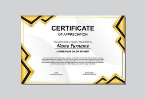 certificate template design in gold and black color. certificate with luxury and modern style. vector