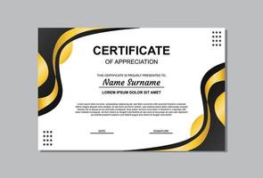 certificate template design in gold and black color. certificate with luxury and modern style. vector