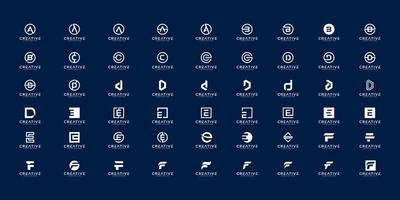 Set of initial letter a,b,c,d,e and f logo design template. icons for business of luxury, elegant, simple vector