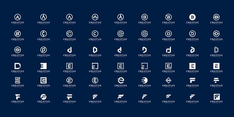 Set of initial letter a,b,c,d,e and f logo design template. icons for business of luxury, elegant, simple
