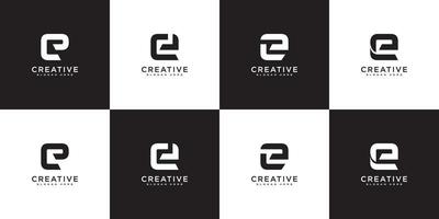 conjunto de plantilla de diseño de logotipo de letra e inicial. íconos para negocios de lujo, elegantes, simples vector