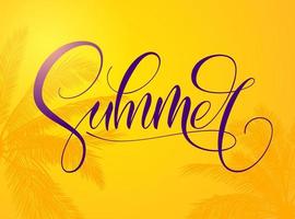 Summer typography on bright orange background. Template for font composition. Hello, party, holidays, collection, love, sale, paradise. Lettering for banner, poster, flyer, card, brochure. vector