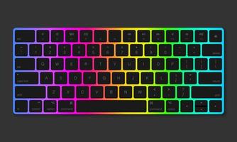 Gaming keyboard RGB effect, vector illustration