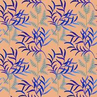 Seamless grass pattern. Herb on a peach background vector