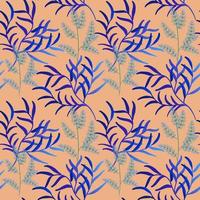 Seamless grass pattern. Herb on a peach background vector