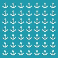 White anchors pattern on ocean blue background vector