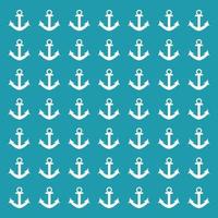 White anchors pattern on ocean blue background vector