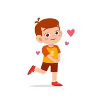 cute little kid boy feeling loved expression gesture vector