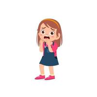 cute little kid girl feeling scared and shocked expression gesture vector