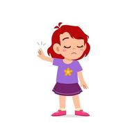 cute little kid girl show refuse expression gesture vector