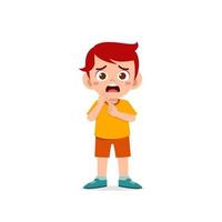 cute little kid boy show worry and scared pose expression vector