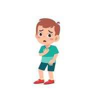 cute little kid boy show worry and scared pose expression vector