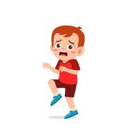 cute little kid boy show worry and scared pose expression vector