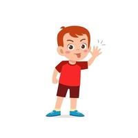 cute little kid boy showing grimace face expression gesture vector