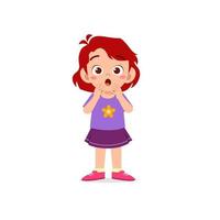 cute little kid girl show shock and amazed pose expression vector