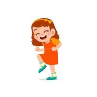 cute little kid girl show happy and celebrate pose expression vector