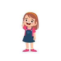 cute little kid girl show unsure and confused pose expression vector