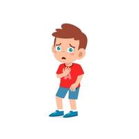 cute little kid boy show worry and scared pose expression vector