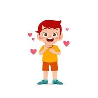 cute little kid boy show love and kiss pose expression vector