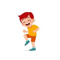 cute little kid boy show happy and celebrate pose expression vector