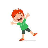 cute little kid boy show happy and celebrate pose expression vector