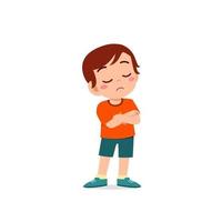 cute little kid boy dissatisfied with arm folded pose expression vector