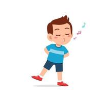 cute little kid boy stand and whistling with mouth vector