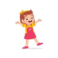 cute little kid girl show happy and friendly pose expression vector