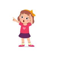 cute little kid girl show amazed and wow pose expression vector