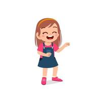 cute little kid girl laugh loud face expression gesture vector