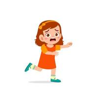 cute little kid girl scared and run expression gesture vector