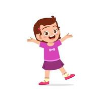 cute little kid girl show happy and friendly pose expression vector