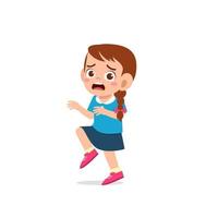 cute little kid girl show panic and worried pose expression vector