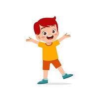 cute little kid boy show happy and friendly pose expression vector