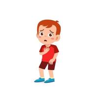 cute little kid boy show worry and scared pose expression vector