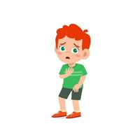 cute little kid boy show worry and scared pose expression vector