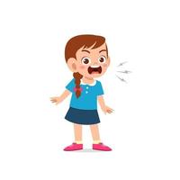 cute little kid girl stand and show angry pose expression vector