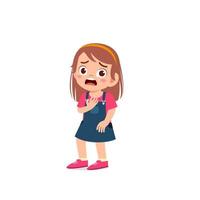 cute little kid girl show scared and worried pose expression vector