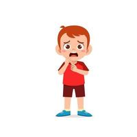 cute little kid boy show worry and scared pose expression vector