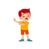 cute little kid boy show refuse and disgust pose expression vector