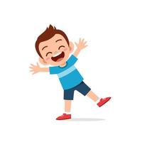 cute little kid boy show happy and celebrate pose expression vector