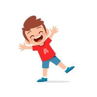 cute little kid boy show happy and celebrate pose expression vector