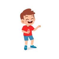 cute little kid boy laugh loud face expression gesture vector