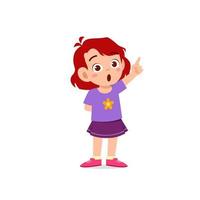 cute little kid girl thinking and has an idea face expression gesture vector