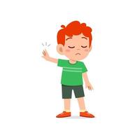 cute little kid boy show refuse expression gesture vector