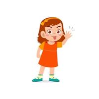 cute little kid girl showing grimace face expression gesture vector