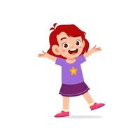 cute little kid girl show happy and friendly pose expression vector