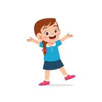 cute little kid girl show happy and friendly pose expression vector